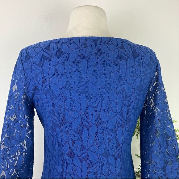 LONDON TIMES dress | lace | blue | size 4 - Picture 7 of 9